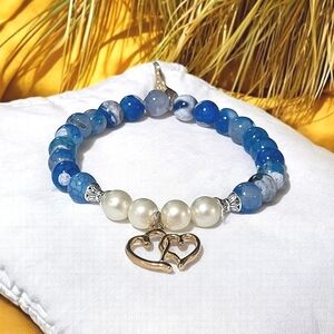 Handcrafted Ocean Themed Glass Bead Bracelet